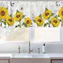 2 Pack Vibrant Sunflower Window Valance for Bedroom Living Room, Yellow Sun Flower Curtains Valanes for Windows, 3" Rod Pocket Window Treatment for Animal Summer Home Decor, 54 x 18 Inch, 2 Panel