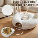 OurWarm Cat Tunnel Bed for Indoor Cats, Soft Plush Round Peekaboo Cat Bed Cave with Washable Cushion, Under Cristmas Tree Cat Donut Tunnel Toys for Kitten Rabbit Puppy (White)