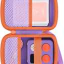 Storage Case Compatible with Yoto Mini (2024 Edition) Kids Screen-Free Bluetooth Audio Player, Transparent Card Bag can hold up to 36 cards(Purple Case, Orange Zipper)