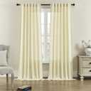 Linen Sheer Window Curtains, Rod Pocket & Back Tab Modern Semi Sheer Panels Privacy with Light Filter Linen Drapes for Sliding Glass Door/Living Room, Light Yellow, W50 x L96, 2 Pieces (50"W x 96"L (Pack of 2), Light Yellow)