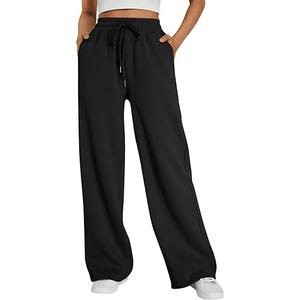 Trendy Queen Womens Wide Leg Fleece Lined Sweatpants Fashion Travel Pants, Medium