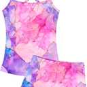 Girls Swimsuit Sleeveless Bathing Suits Back Cutout Summer Swimwear with Removable Chest pad 6-14 Years (Purple)
