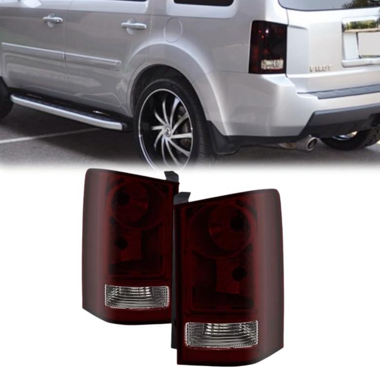Tail Lights Assembly Compatible with Honda Pilot 2009 2010 2011 2012 2013 2014 2015 Driver and Passenger Side Rear Lamps (Smoke Red)