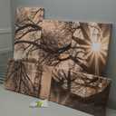 Nachic Wall Large 5 Piece Canvas Wall Art Tree By Lake at Sunset Picture Canvas Prints Vintage Sepia Landscape Photo Painting for Home Office Decor