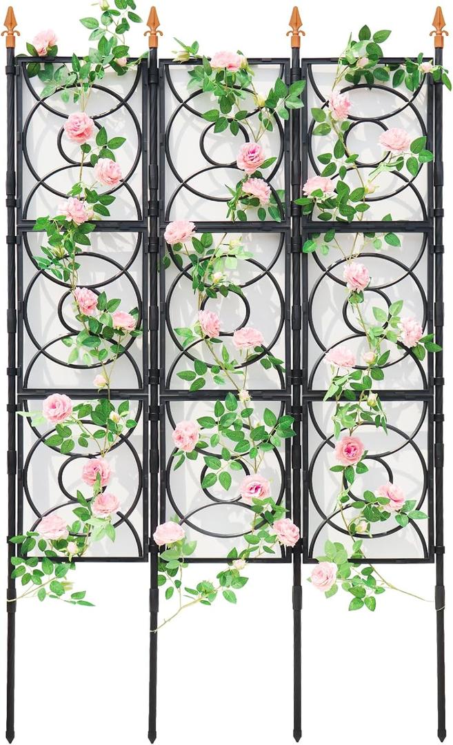 Trellis for Climbing Plants Outdoor, 24 Rifny 3.4 x 6.17 FT Tall Garden Trellis Flower Rose Cucumber Trellis for Vines Pea Support, Wall Large Plant Trellis Fence with Plastic Coated Metal Poles