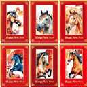 Fancy Land 2026 Gold Foil Chinese New Year Cards with Envelopes Year of Horse Lunar New Year Greeting Cards for Spring Festival Party Supplies 12Pcs