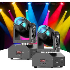 DJ Lights Moving Head U`King Mini LED Moving Head Light RGBW Stage Lighting Beam Spot Lights by DMX 512 Sound Activated Control for Wedding Disco Party Indoor Christmas and Halloween(Set of 2)