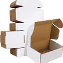 25 Pack 9"x6"x4" inch Small Shipping Boxes White Corrugated Cardboard Box for Small Business, Mailer, Shipping, and Packing
