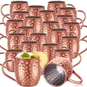 Didaey 24 Pcs Moscow Mule Mugs Set 12oz Rose Gold 304 Stainless Steel Moscow Mule Cups Bulk Hammered Copper Cups Tarnish Resistant Copper Plated Mug for Cold Drinks Beer Wine Bars Parties Gifts (EXP 12/31/36)