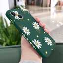 LEECG for iPhone 13 Mini Case Flower Butterfly Cute Astronaut Design Phone Cover Soft Microfiber Lining Slim Liquid Silicone 13 Mini Phone Case-Daisy Green