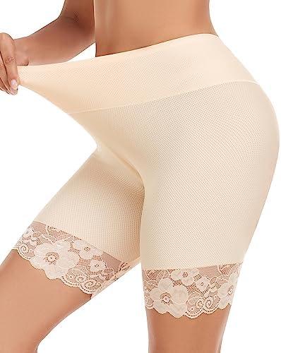 Blueinn Slip Shorts for Under Dresses and Skirts Mesh Women Anti Chafing Underwear High Waisted Panties Lace Under Shorts Size Large