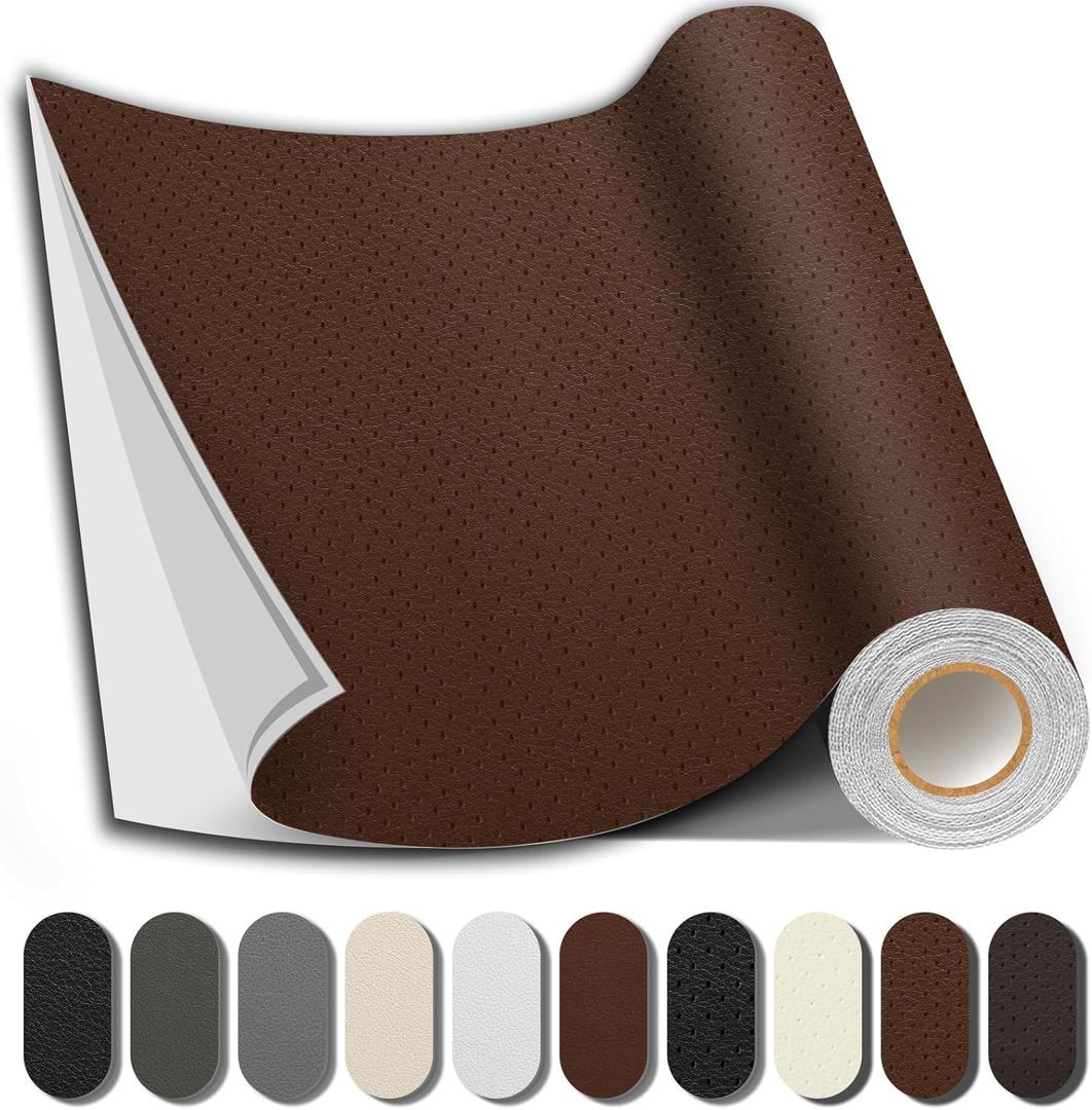 Shagoom Leather Repair Patch, 17X158 inch Strong Sticky Repair Patch Self Adhesive Waterproof, DIY Large Vinyl Patches for Couches, Furniture, Sofa, Car, Chair (DBrown, 17X158 inch)