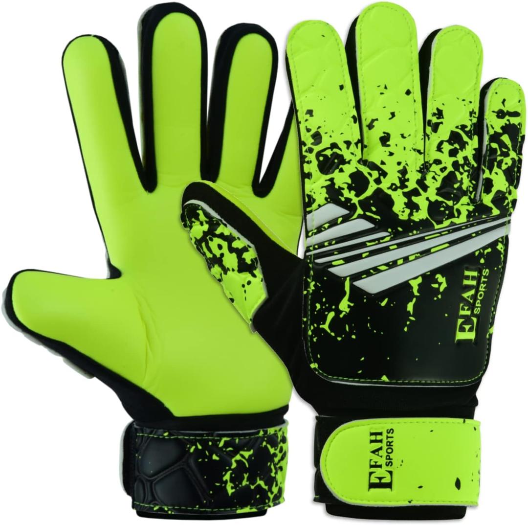 Soccer Goalkeeper Gloves for Kids Boys Children Youth Football Goalie Gloves with Strong Grips (Size 5 suitable for 9 to 12 years old, Fluorescent Yellow)