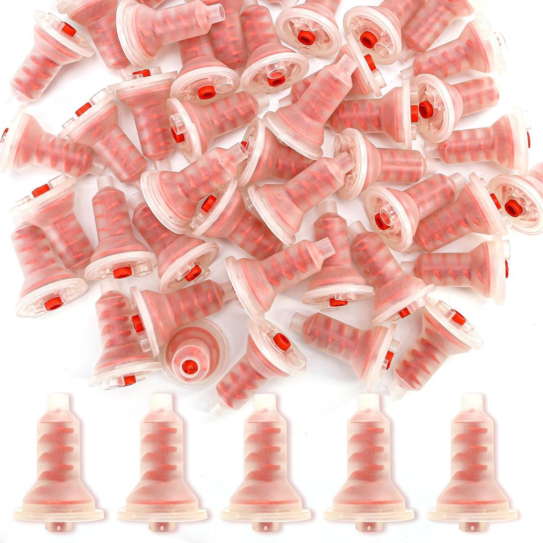 50 pcs Red Dental Dynamic Impression Mixing Tips - Compatible with 3M ESPE Penta Mix Type Machine, 1 Bag Material Impression Tip
