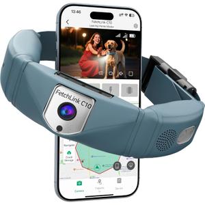 Wireless Dog Fence System, GPS Dog Fence Collar with 2K Camera, Live Video & Recording, Virtual Fence, GPS Tracker, Two-Way Audio, Waterproof, 5-Day Battery, for Medium & Large Dogs (Blue)