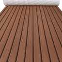 KXKZREN EVA Foam Boat Decking with 3M Adhesive Backing - Strong Self-Adhesive Faux Teak Flooring Sheet 94.5" x 47.2"/35.4"/11.8" Anti-Slip Marine Mats for Motorboat Jon Boats Yacht Kayak (Dark Brown with Black Seam)