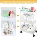 Volnamal Baby Diaper Caddy, Plastic Movable Cart for Newborn Nursery Essentials Diaper Storage Caddy Organizer for Changing Table & Crib, Easy to Assemble, Beige