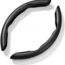 2PCS Non-Slip Carbon Fiber Segmented Car Steering Wheel Cover Steering Wheel Protector Snap On Steering Wheel Cover Universal Steering Wheel (black)