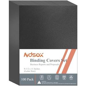 Ndsox 100 Pack 12 Mil Binding Presentation Covers Sand-Textured Polycover Report Covers for Letter Size Document Binding, Business Proposals, 8-1/2 x 11 Inches, Un-Punched, Square Corners, Black