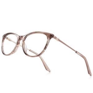 RB.Pilot Cat Eye Reading Glasses for Women Blue Light Blocking Readers- Acetate Frame Spring Hinge, 0.0 x