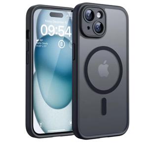 TOCOL for iPhone 15 Case, Full Camera Protection, Built-in Magnetic Ring, Compatible with Magsafe, Drop Protection, Translucent Matte Phone Case for iPhone 15 6.1 inch (Black
