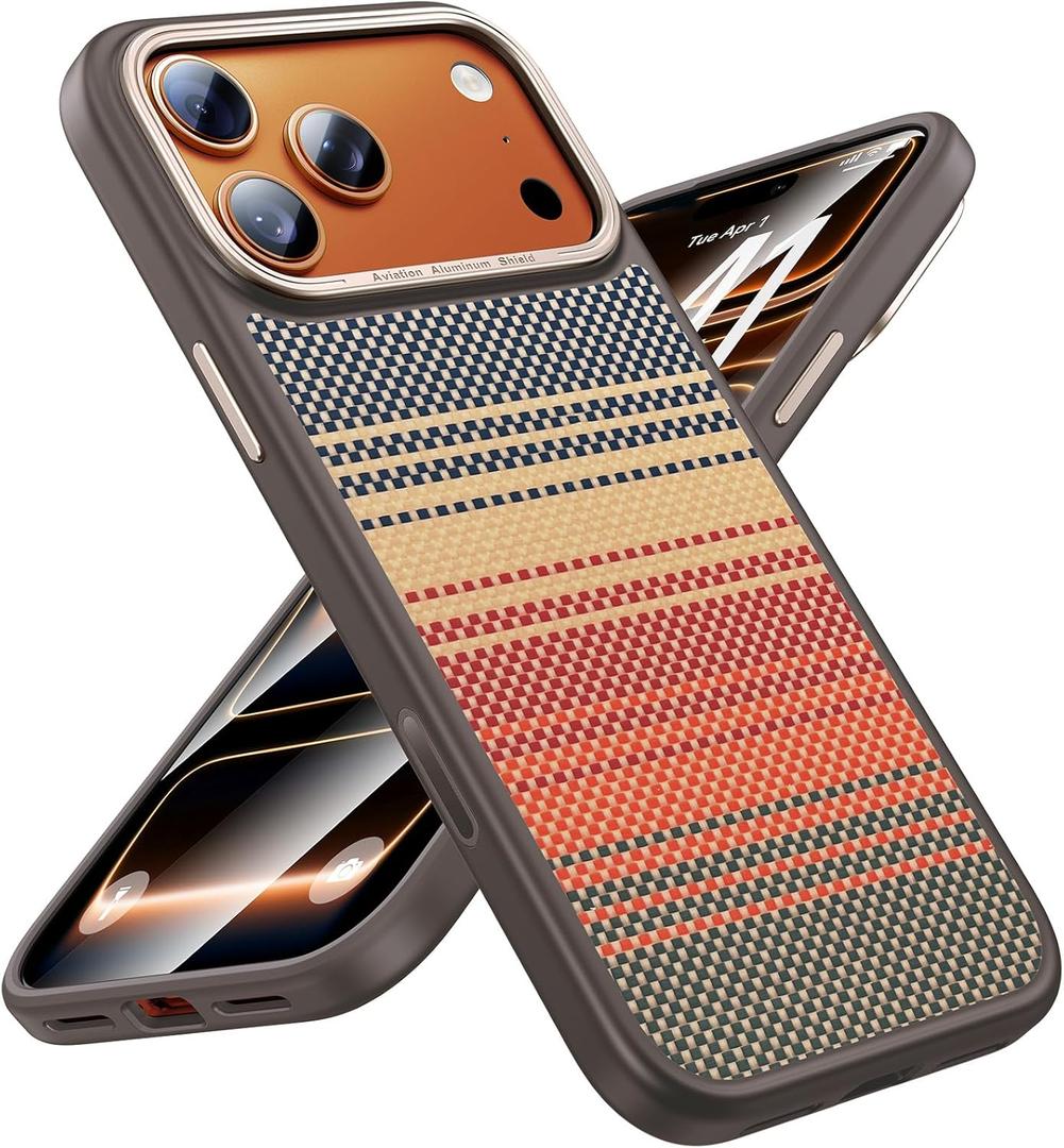 Maledan for iPhone 17 Pro Case - Ultra Slim Case for iPhone 17 Pro with Caseless Feel[Camera Control][Fit for Magsafe]Shockproof Magnetic iPhone 17Pro Phone Case, TPU & 1500D Aramid Carbon Fiber Woven (Sunset)