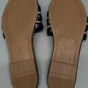 MOAILAOZI Women's Flat Sandals Pleated Leather & Rhinestone Strappy Slides With Soft Memory Foam Insole, Beach Leather Slippers for Summer Vacation (8, Black)