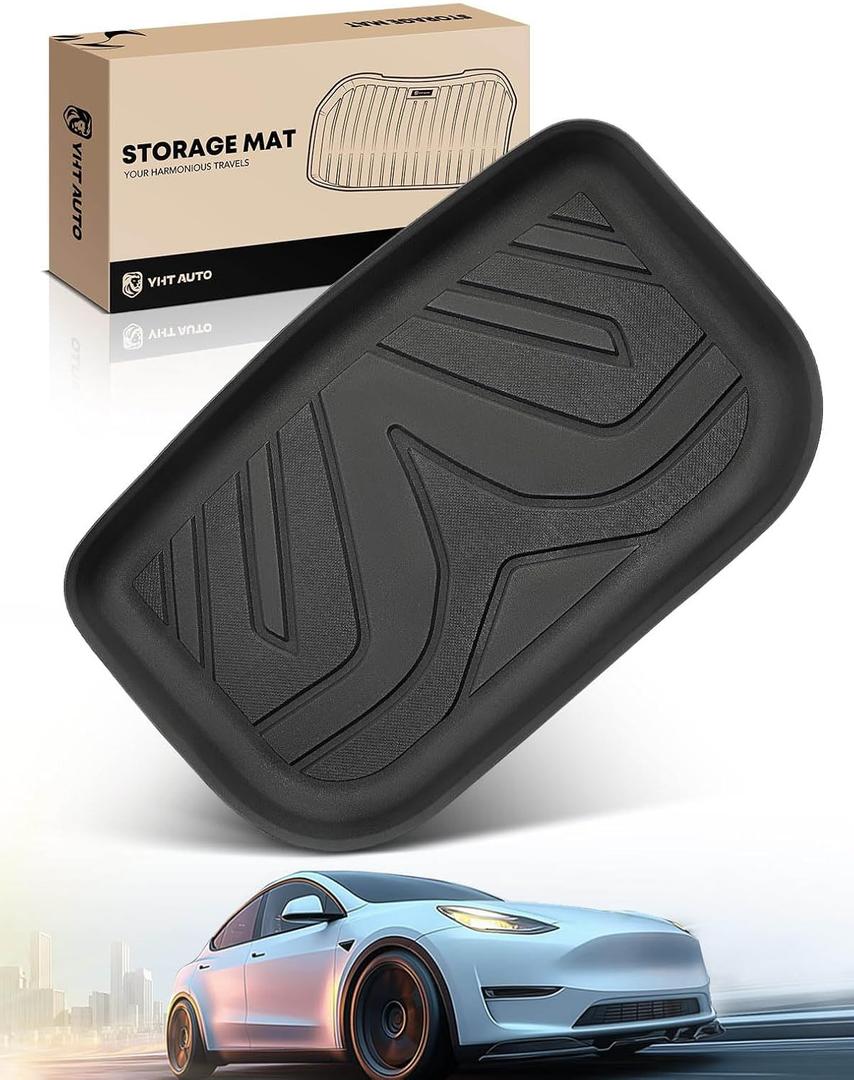 YHTAUTO Rear Lower Storage Trunk Mat Compatible with Tesla Model Y 2020-2025, TPE Floor Liners All Weather Custom Fit, Black