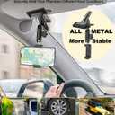 Sun Visor Car Phone Mount, Upgraded Durable All Metal - Cell Phone Holder for Car Visor, 360 Adjustable Steering Wheel Clip for iPhone 16 15 14 13 Pro Max, Glalaxy S A Serie, Z Flip,4-7" Phone