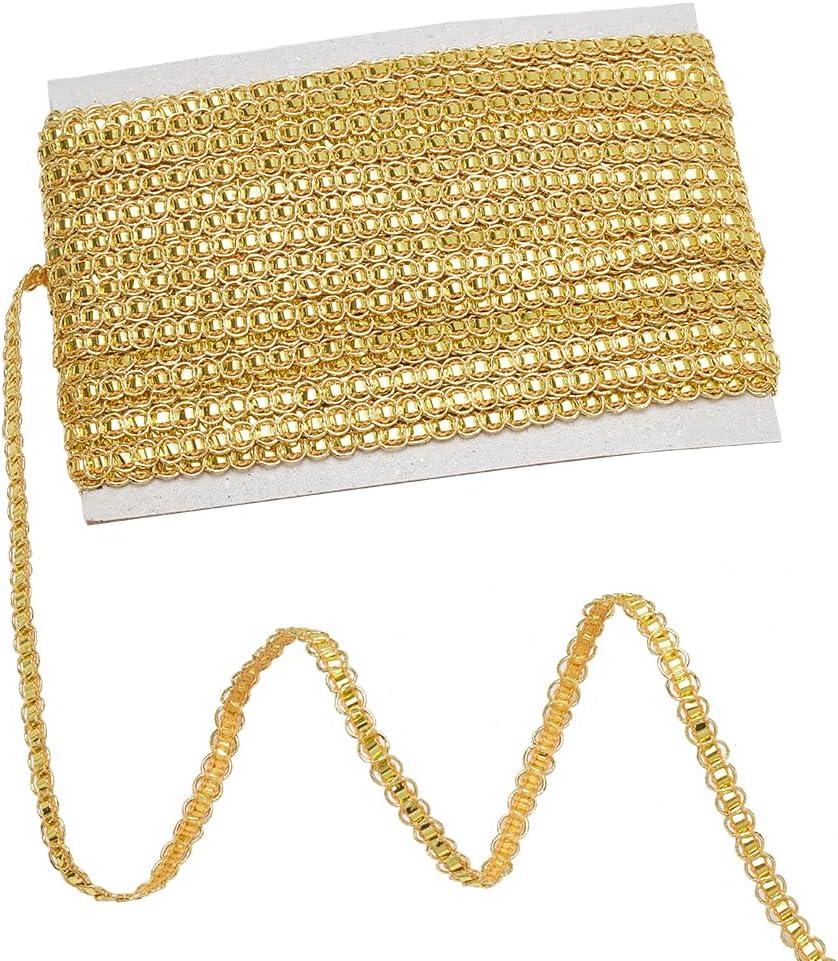 MAYJOYDIY 22 Yards S Shaped Gold Gimp Braid Trim 0.24inch Wide Polyester Lace Trim Ribbon Decorative Woven Braid Trim Fabric Trim for Sewing Bag DIY Crafts Costume Curtain Lampshades