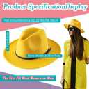 Hercicy 6 Pcs Fedora Hats for Women Men Felt Wide Brim Hats Vintage Boho Hat with Belt Buckle Panama Hat