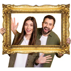 Upgraded 32 x 24 Inch Large Photo Booth Props Picture Frame Vintage Photo Frame Friends Selfie Props for Wedding Mexico Birthday Bachelorette Party Supplies(Gold Style)