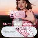 Glitter for iPhone 17 Pro Max Case with Eye-catching Integrated Lens Protection, [Sparkly Bling Back Panel] [Seamless Work with Magsafe] Cute Women Girly Magnetic Case for iPhone 17 Pro Max 6.9" Pink