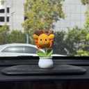 Handmade Crochet Dragon Dashboard Decor - Cute Mini Car Ornament, Knitted Flower & Potted Plant Decor for Home/Office - Perfect Graduation/Birthday/Thank You Gift (Orange Dragon)
