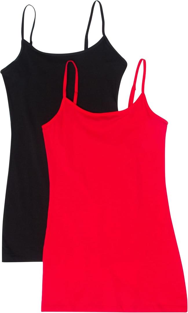 2 Pack Active Basic Women's Basics Cami Tank Top Large Black, Red