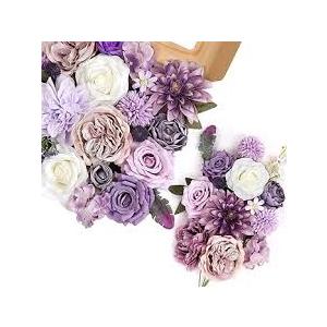 6Pcs Artificial Flowers（No Vase）(Light Purple)