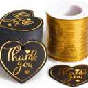 Thank You Tags,100pcs Heart Paper Gift Tags with String (Black)
