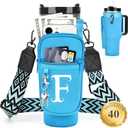 LOKASS Personalized Water Bottle Holder with Strap for Stanley Cup Accessories 40 oz, Initial for Stanley Cup Holder Carrier Bag with Phone Pocket, Stylish Tumbler Accessories for Daily Use Hands-Free