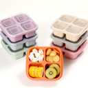 7 Pack Meal Prep Containers, 4 Compartment Bento Snack Boxes, Reusable Divided Lunch Box Containers for Adults, Kids, Toddlers, Travel, Work, School