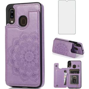Asuwish Compatible with Samsung Galaxy A10s Case and Tempered Glass Screen Protector Cover Card Holder Slot Kickstand Flip Phone Cases for Glaxay Note20 Plus 5G Glaxay Galaxies A10x A 10 S Purple