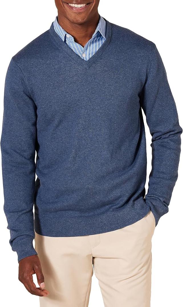 Men's V-Neck Pullover Sweater Blue, Size XXL
