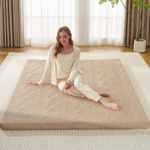 Mollydot Japanese Floor Mattress Twin Size, Futon Mattress with Cotton Washable Cover, Roll Up 2.5" Thick Tatami Mat, Portable & Foldable Floor Bed Mattress for Guest Room Dormitory (Coffee)