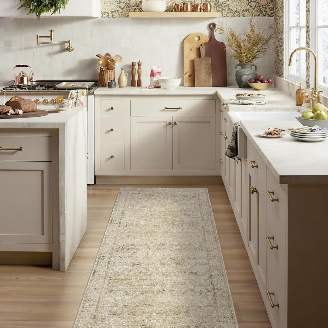 Neutral Farmhouse Hallway Rug Runner 2x6 Washable Non Slip Rubber Backing Vintage Modern Boho Runners Rugs for Entryway Indoor Kitchen Bathroom,Tan Brown and Cream Beige Neutral Farmhouse Hallway Rug Runner 2x6 Washable Non Slip Rubber Backing Vintage Modern Boho Runners Rugs for Entryway Indoor Kitchen Bathroom,Tan Brown and Cream Beige