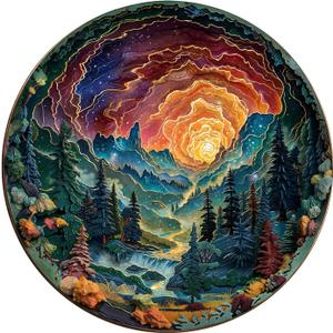 Jigfoxy Wooden Puzzles for Adults, Visual 3D Cave Sky Wood Puzzles Adult, Unique Animal-Shaped Wooden Jigsaw Puzzles, Christmas Thanksgiving Gifts for Family and Friends (S-8.5 * 8.5in-100pcs)