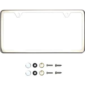 Two Hole Slim Version Chrome Polish Mirror License Plate Frame T304 Stainless Steel + Metal Screw Caps