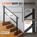 VEVOR Outdoor Handrails for Steps, 4-5 Step Stair Rail Kit, Black Square Tube with Horizontal Bar, Carbon Steel Support Rails for Seniors, Concrete & Deck Stairs, Easy Installation