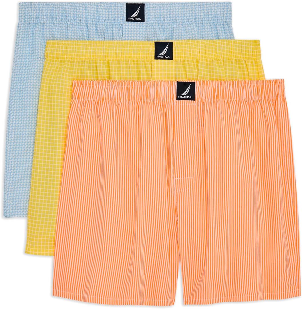 Nautica Men's Classic Cotton 3-Pack Woven Boxers, S