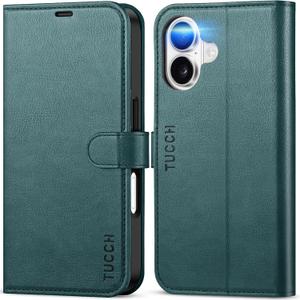 TUCCH Wallet Case for iPhone 17 (6.3-Inch) 2025, 4 Card Holders, RFID Blocking, Stand, Shockproof TPU Shell, PU Leather, Magnetic Closure, Protective Flip Folio Cover, Teal Blue