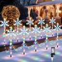 Hohean Christmas Snowflake Pathway Lights Outdoor, Set of 10 Christmas Pathway Lights with 8 Lighting Modes, Outdoor Xmas Decorations with Timer for Holiday Walkway Patio Yard Garden(Colorful)