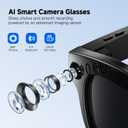 AI Smart Glasses with Camera, 4K Video Recording Glasses & 8MP Photo Capture, Open-Ear Bluetooth Audio Sunglasses, Real-Time Voice Translation, AI Assistant & Object Recognition for Travel Vlog